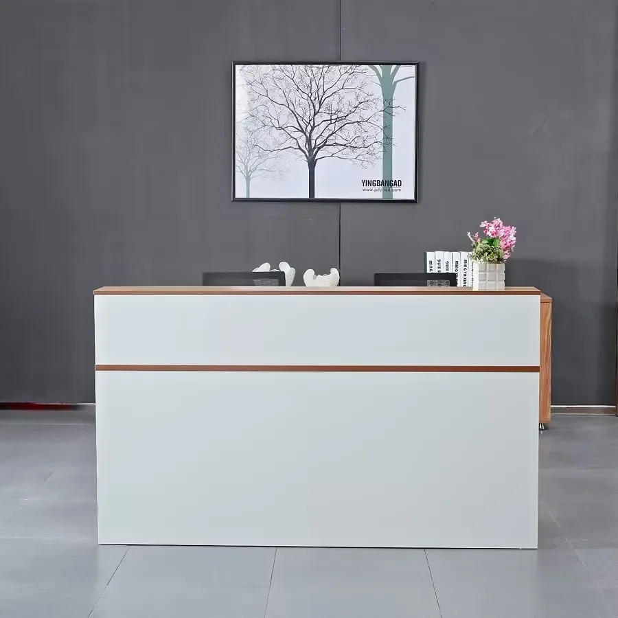    ق # أجهزة الكلغان الخاصة بشعار Büromöbel 2 شخص شركة الفنادق الخشبية الحديثة Büro Front Counter Empfangs schalter