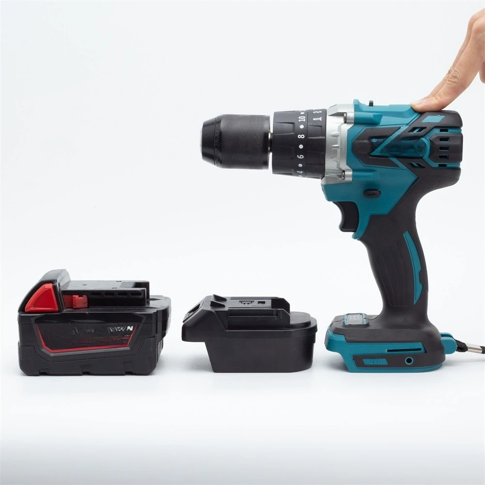 Pour Milwaukee 48-11-1820/1822/1840/1850/1852/1860/1862 adaptateur de batterie 18V pour perceuse électrique Makita 18V avec USB et lumière LED