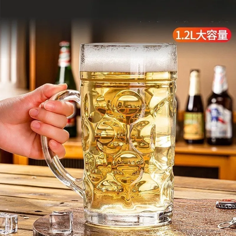 600/680ml Thickened Oversized Glass with Large Capacity -for Household Use Handle Beer Glass Party Supplies Kitchen Tools