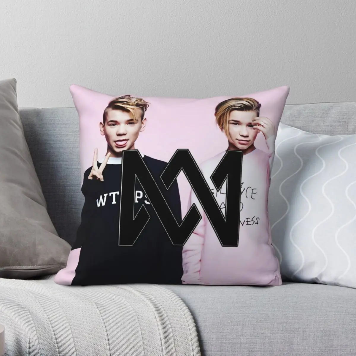 Marcus & Martinus M&M Square Pillowcase Polyester Linen Velvet Creative Zip Decor Throw Pillow Case Car Cushion Cover