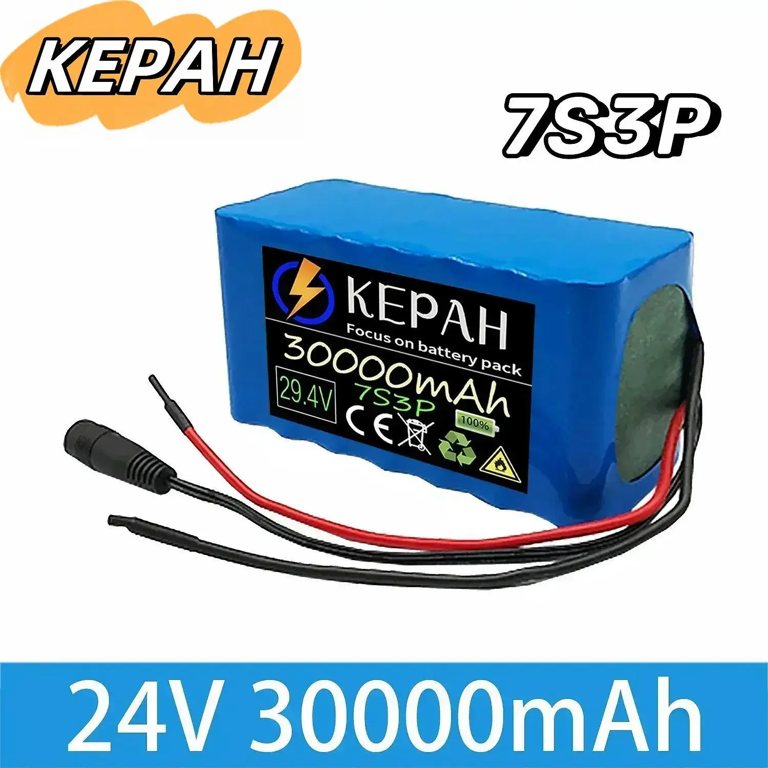 24V 30000mAh 7S3P 18650 24V Lithium Battery Can Replace Wheelchair Battery 29.4V 7S3P Electric Bicycle 24V Battery Pack