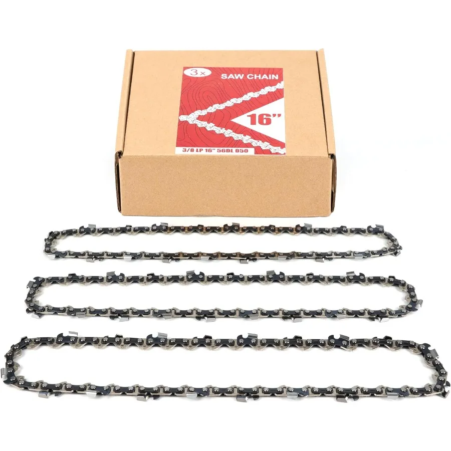 3팩 16인치 체인톱 체인 56 드라이브 링크 3/8인치 피치 0.050인치 게이지 크래프츠맨 레밍턴 그린웍스 어스와이즈 에코 라이오브에 적합