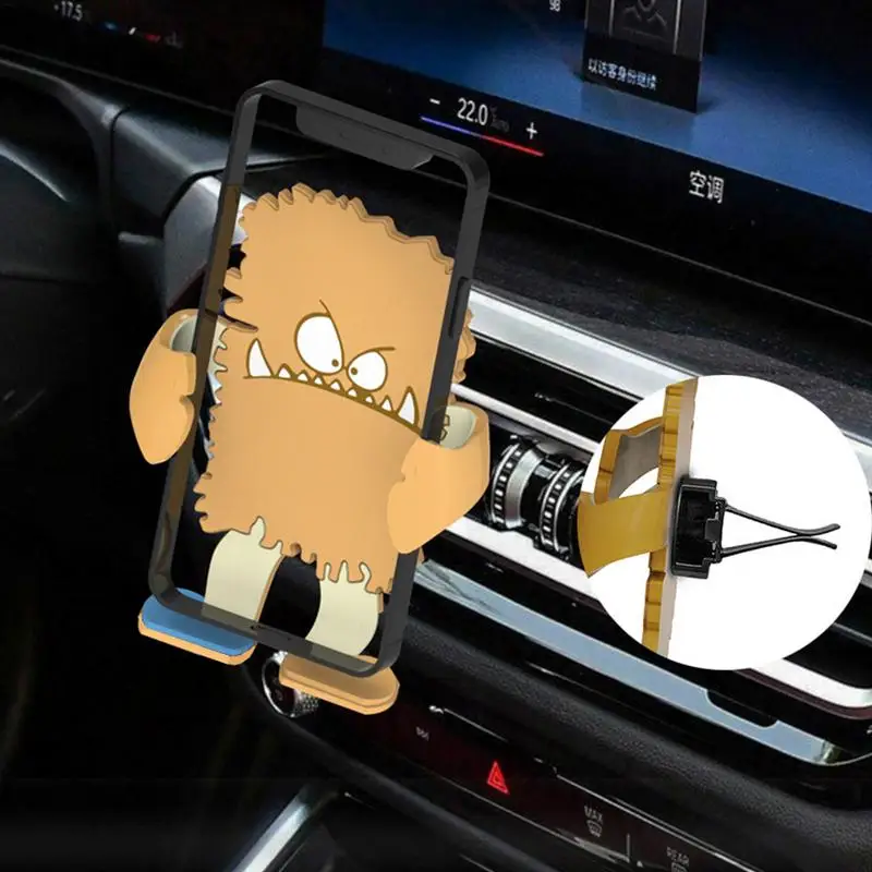 Vent Cell Phone Holder For Car Cute Cartoon Air Outlet Phone Holder Clip Car Interior Accessories Cellphone Car Holder Stable