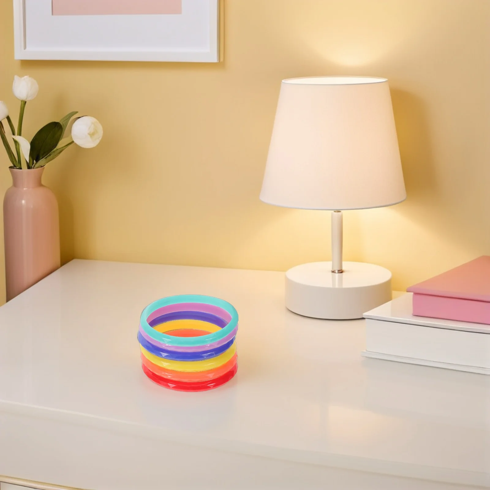 

18pcs Rainbow Bracelets Candy Color Resin Bangles For Kids Chunky Colorful Bracelet Set Birthday Party Favors Girls Dress Up