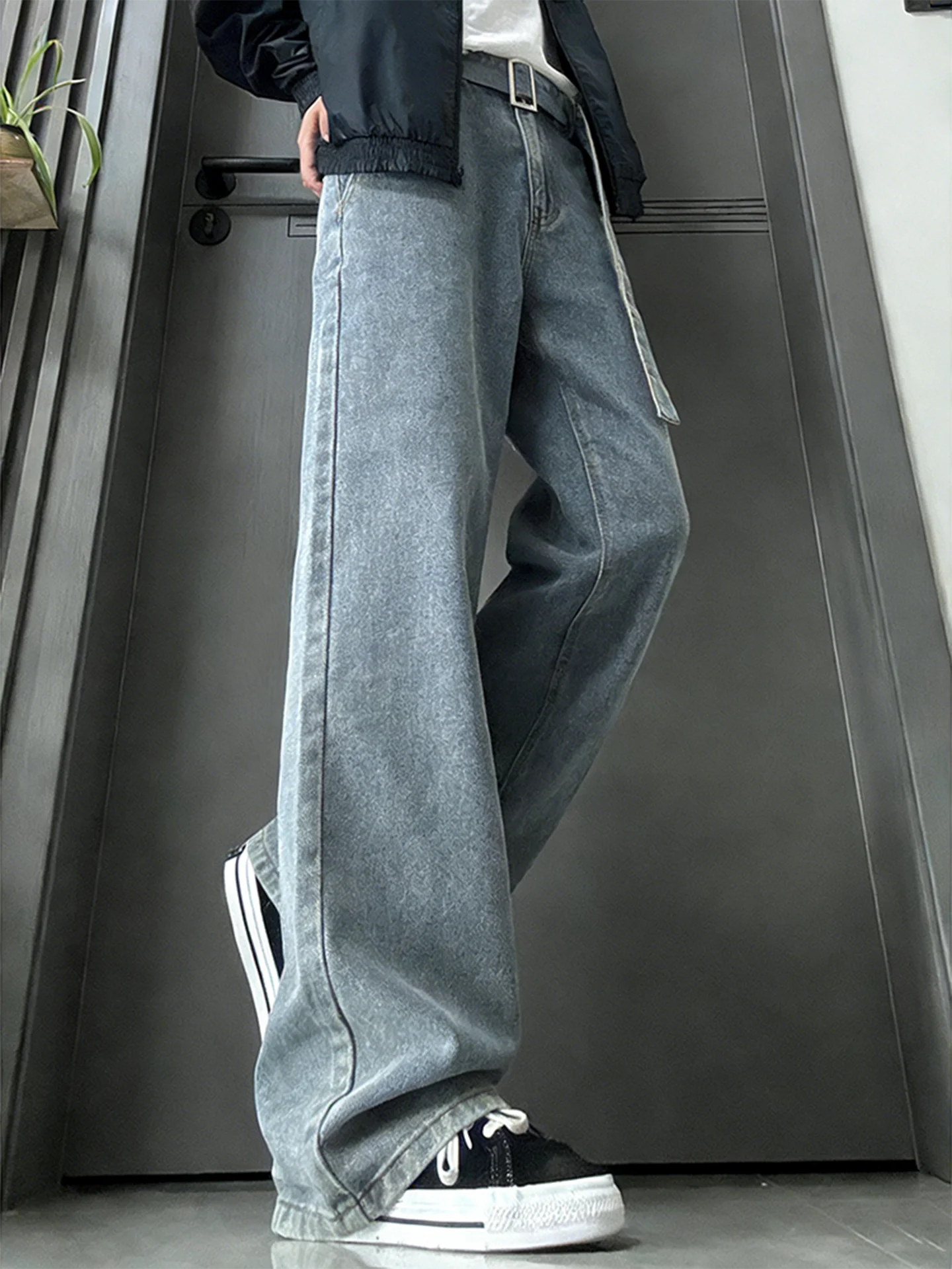 

Мужские прямые джинсы Cleanfit светло-голубого цвета в американском стиле High Street, свободного кроя, молодежные, модные