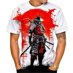 New Street Japan Cool Warrior graphic t shirts For Men Fashion Trend Personality Oversized Round Neck Short Sleeve Printed Tees