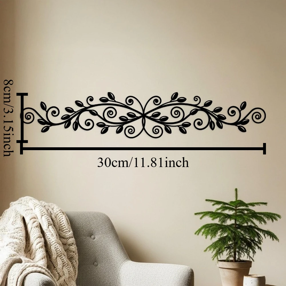 CIFBUY Oversized Floral Vine Metal Wall Art,Horizontal Scroll Botanical Tin Sign,Above Bed Hanging Decor for Bedroom