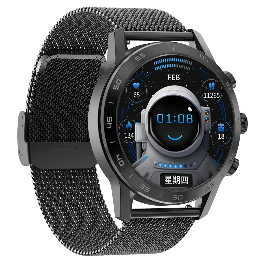 ساعة ذكية مقاومة للماء 1.39 بوصة HD شاشة بلوتوث مكالمة زر دوار شحن لاسلكي معصمه جهاز تعقب للياقة البدنية ساعة ذكية