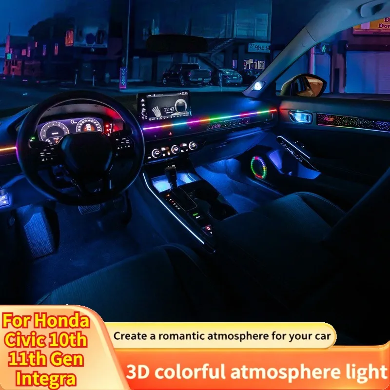For Honda 10th/11th Gen Civic Integra 3D Dynamic Starry Colorful Atmosphere Light Upgrade 64 Colors Car Interior Ambient Lamp