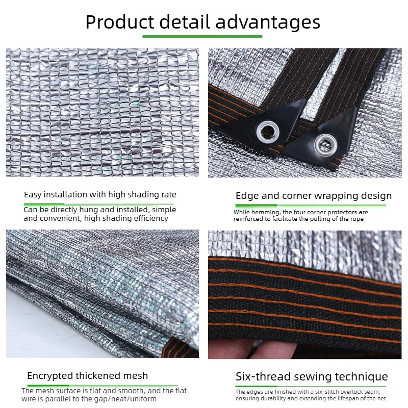 Thickened High Density Silver Aluminum Foil Shade Net with Reinforced for Greenhouse Balcony Car Outdoor Pergola Lawn
