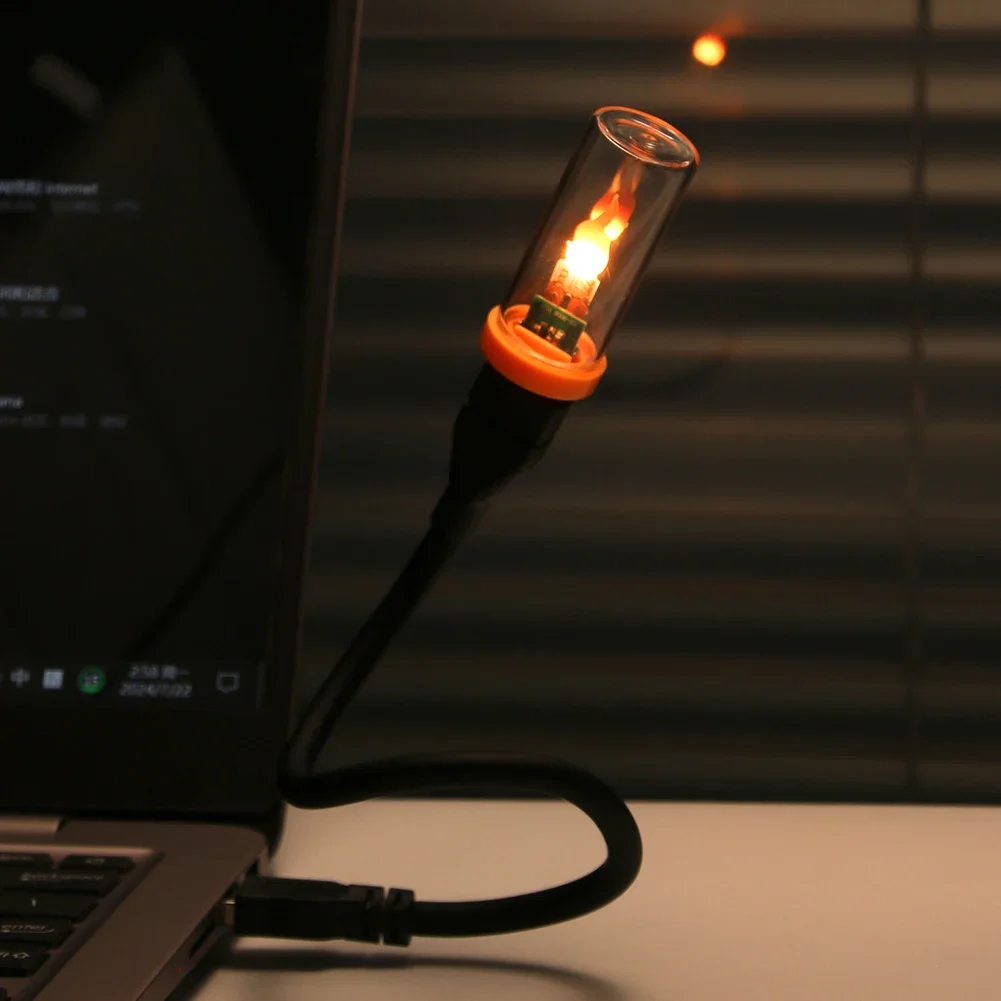 Dynamic Flame Lamp Simulated Candle Filament USB Light Ambient Lighting for Adapters, Power Banks, Computers,cars