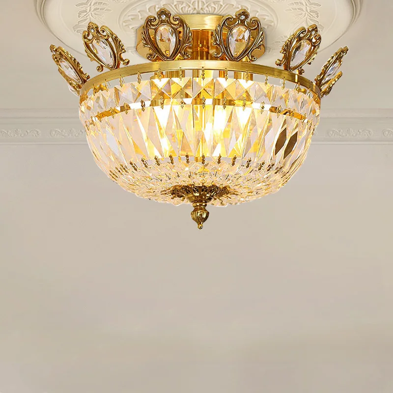 

Decorative Ceiling Lamp, Single French Luxury Brass Crystal Light for Bedroom, Dining Room, and Bedroom Study in Apartment