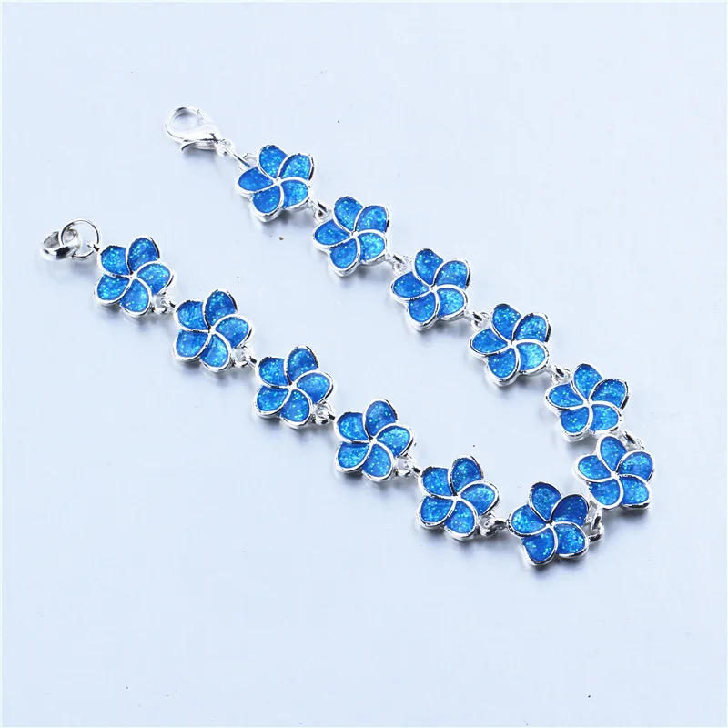 Cute Silver Plated Imitation Opal Accessory Rose Flower Charm Handmade Women Wrap Bracelet Jewelry