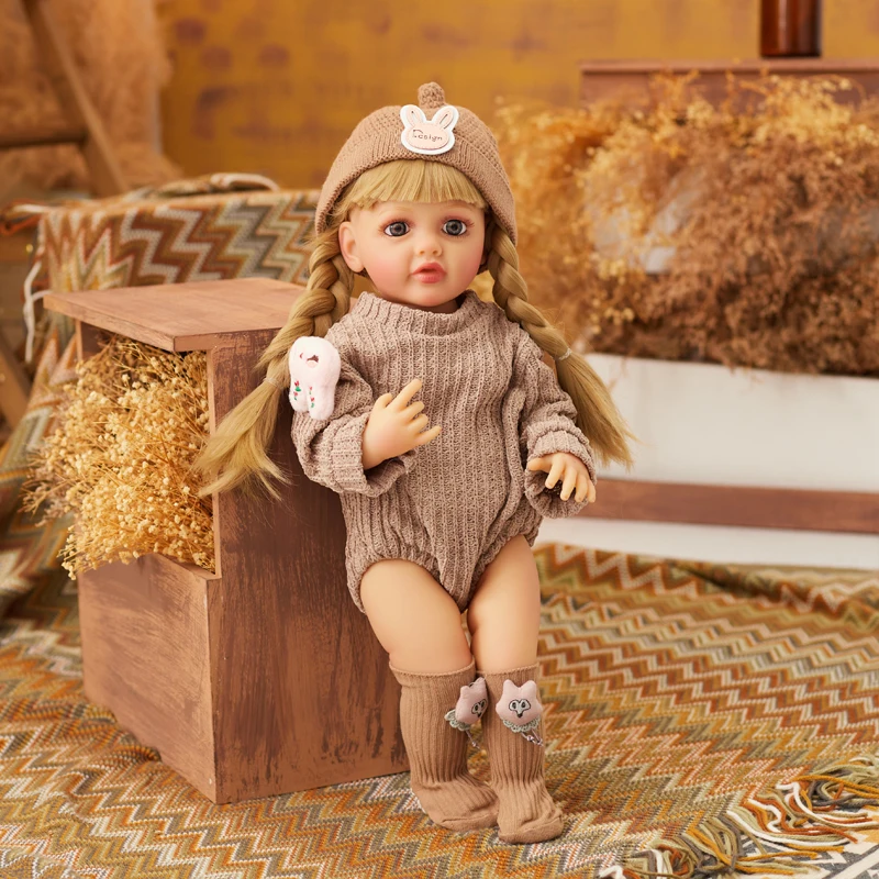 New Realistic Silicone Reborn Doll 55 CM 22 Inch Long Hair Lifelike High Quality Reborn Baby Girl Doll Toy Princess Toddler Gift