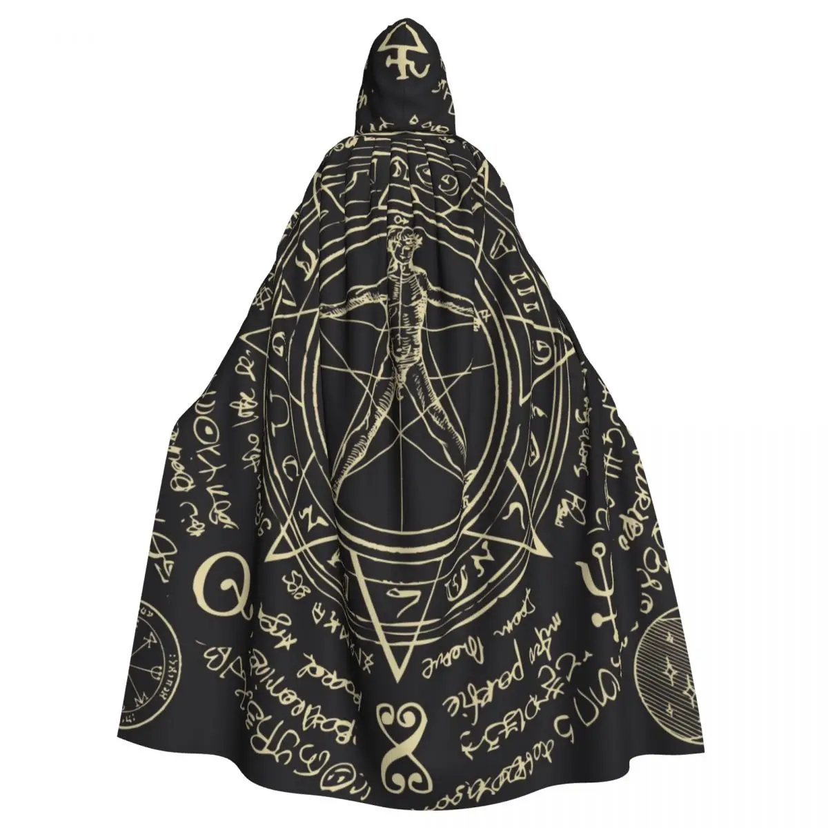 

Hooded Cloak Unisex Cloak with Hood Octagonal Star With Magical Inscriptions Symbols Cloak Vampire Witch Cape Cosplay Costume