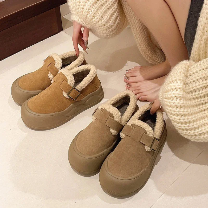 حذاء بدون كعب نسائي ذو نعل سميك لعام 2025 - حذاء شتوي دافئ مبطن بالرقيق سهل الارتداء - حذاء مسطح ريترو #5