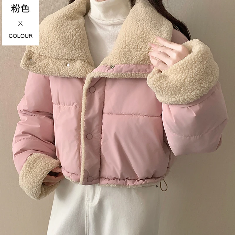 

ITOOLIN женская стеганая куртка с воротником-паркой, куртка на пуговицах, модный новый двусторонний короткий стильный топ