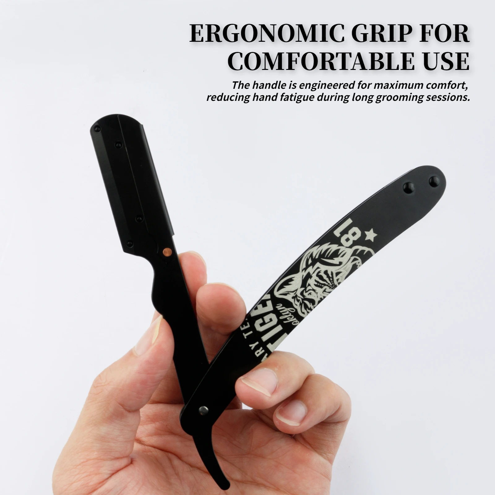 Rasoio da barbiere professionale Rasoio manuale Rasoi a bordo dritto Rasoio da barba pieghevole in acciaio inossidabile per uomo Strumenti da salone