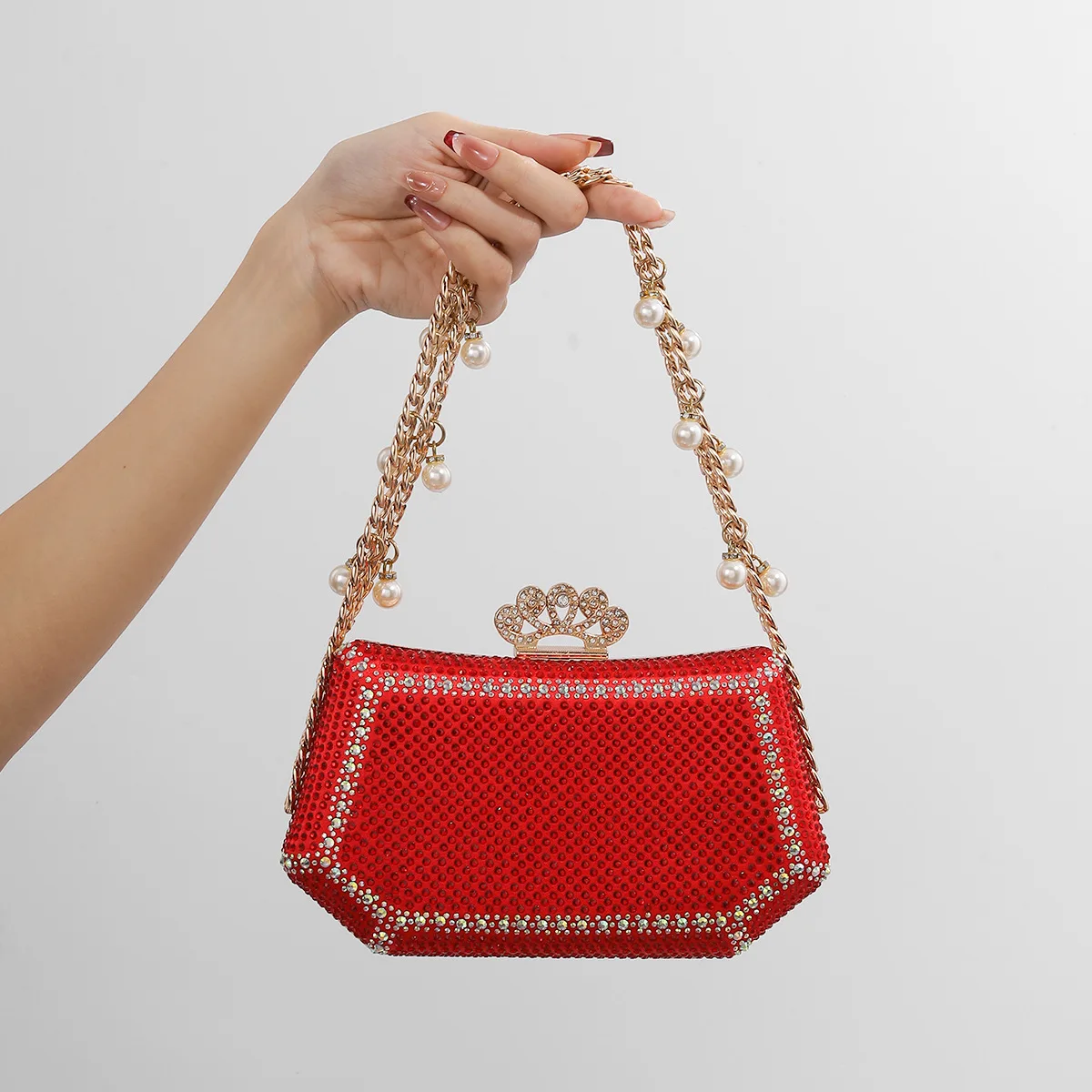 

Rhinestone ladies dinner bag, full diamond gorgeous handbag, clutch, purse, crossbody bag, suitable for wedding party banquet