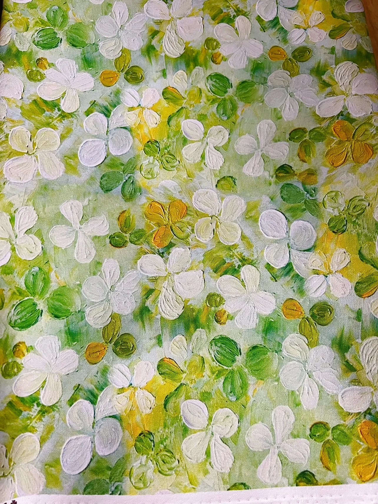 145x50cm Oil Painting Clover Digital Printing 60s Poplin Cotton Fabric, Handmade DIY Skirt Cloth