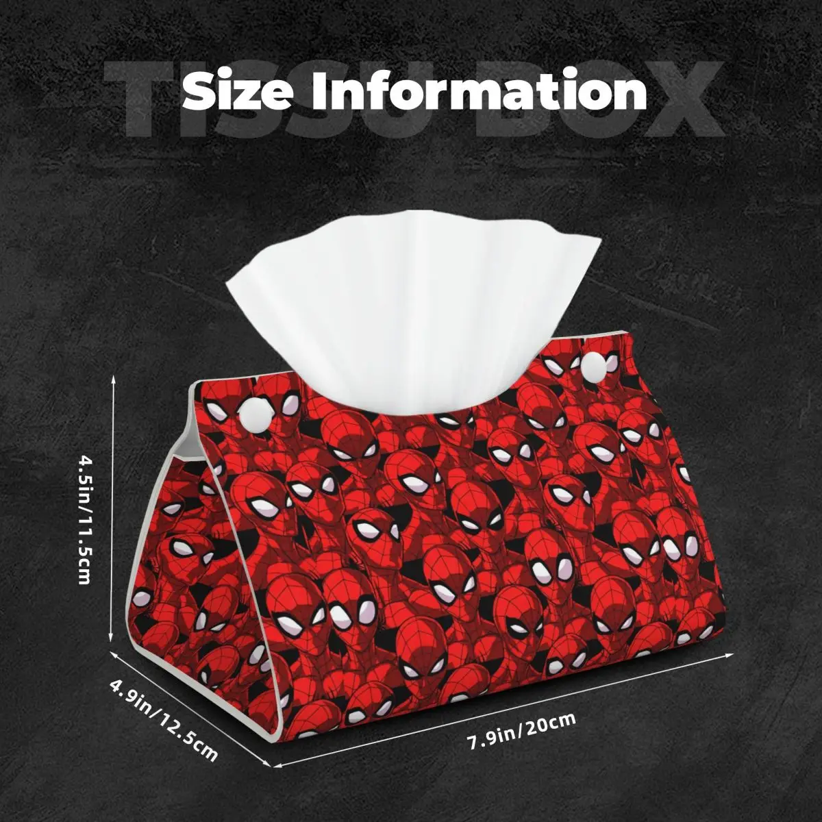 Custom Spiders Facial Tissue Box Cover Rectangular Spider Man PU Leather Tissue Box Holder for Car Office
