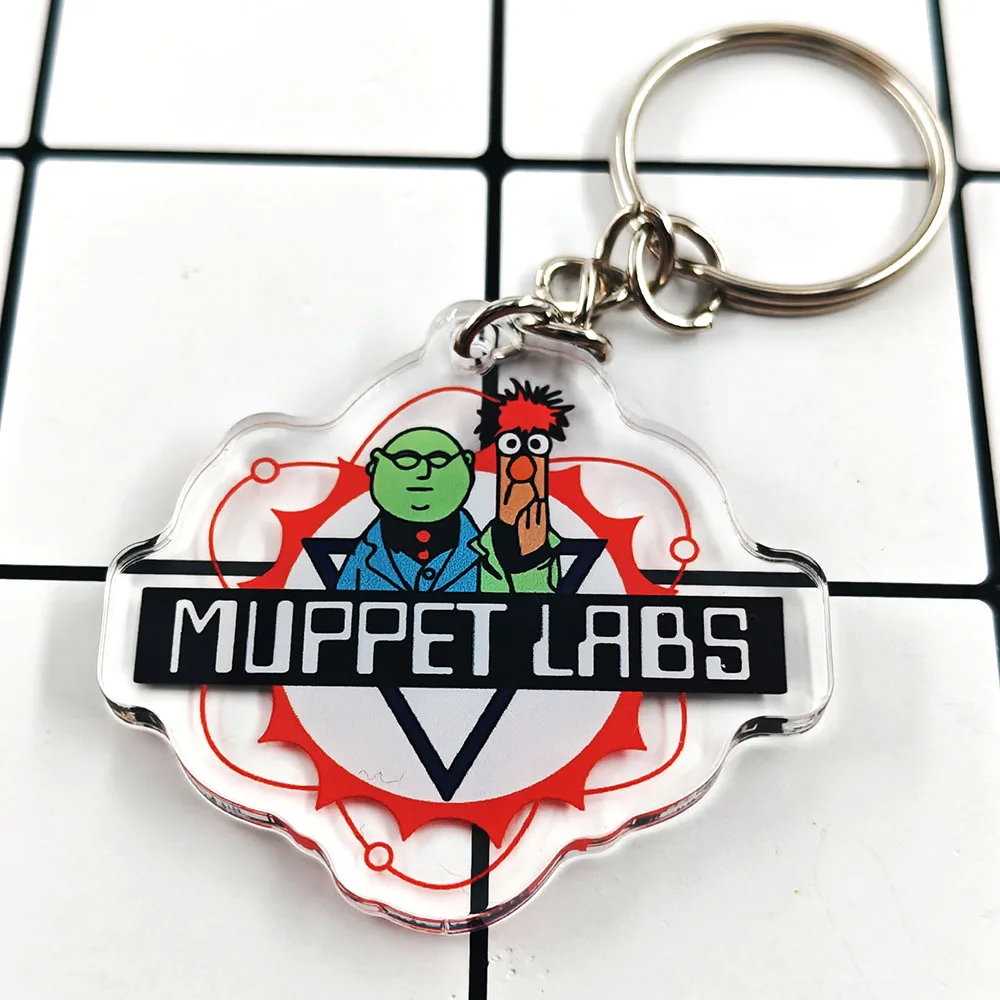 Muppet Labs Transparent Plastic Keychain Cartoon Character Identification Pendant Anime Peripheral Key Ring Bag Decoration Gift