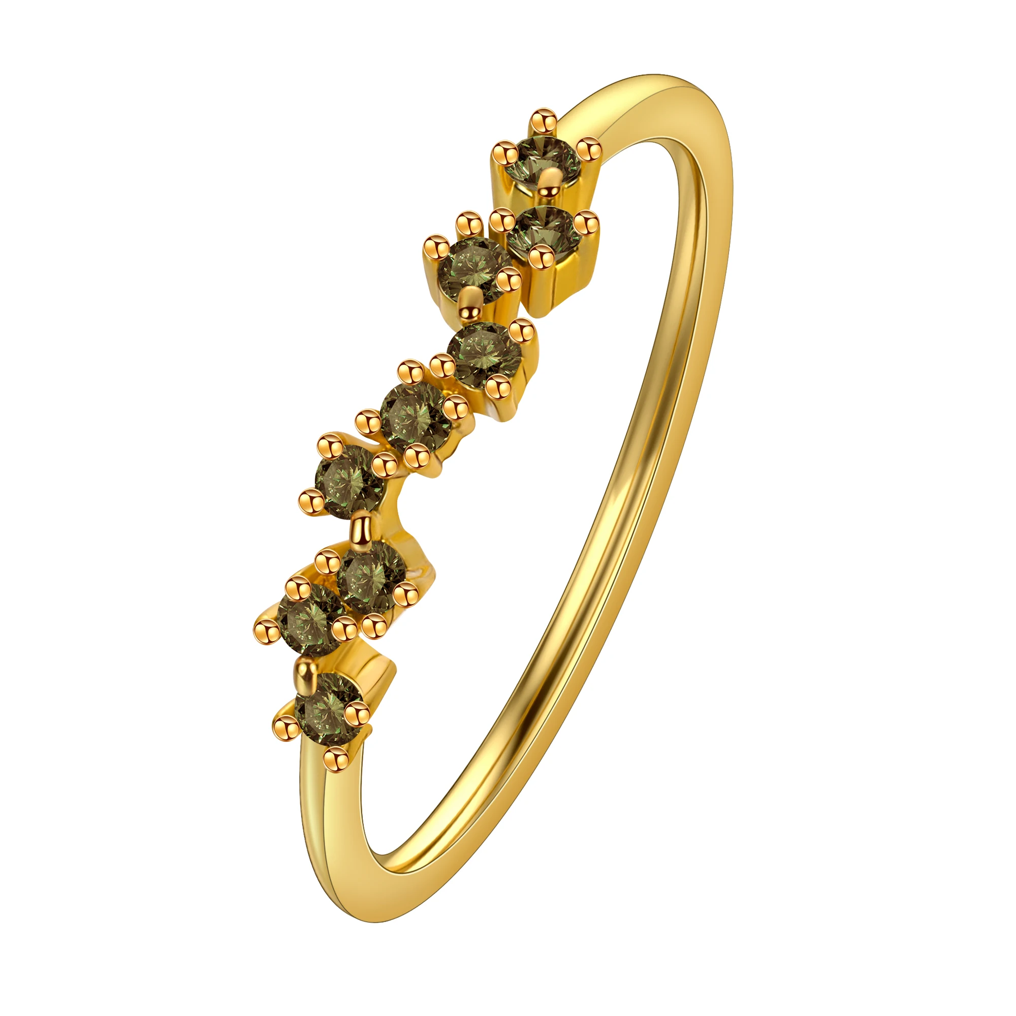 Kinitial Mini Zircon Green Rings For Women Gold Color Adjustable Finger Ring Engagement Wedding Christmas Jewelry Gift