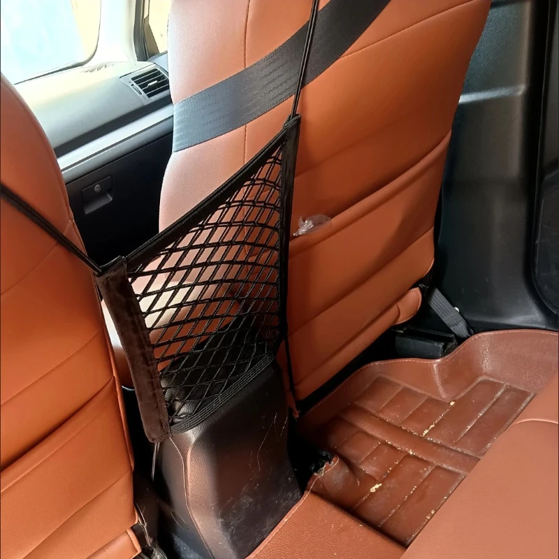 New Black Car Organizer Seat Back Storage Elastic Car Mesh Net Bag Between Bag Luggage Holder Pocket For Auto Cars 30*25CM