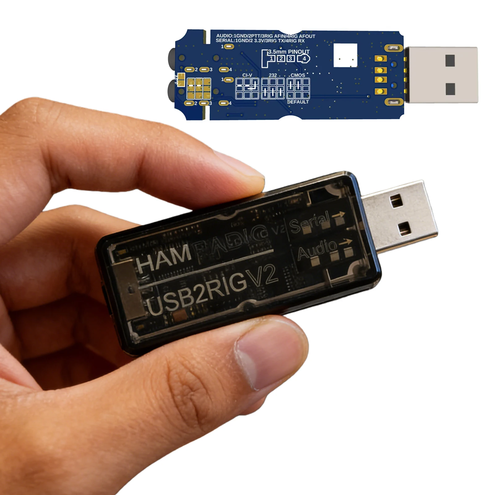 USB2RIG V2 USB Sound Card Connector with RTS Control USB Audio Adapters Sounding Card Interface Compatible with Multiple Radios