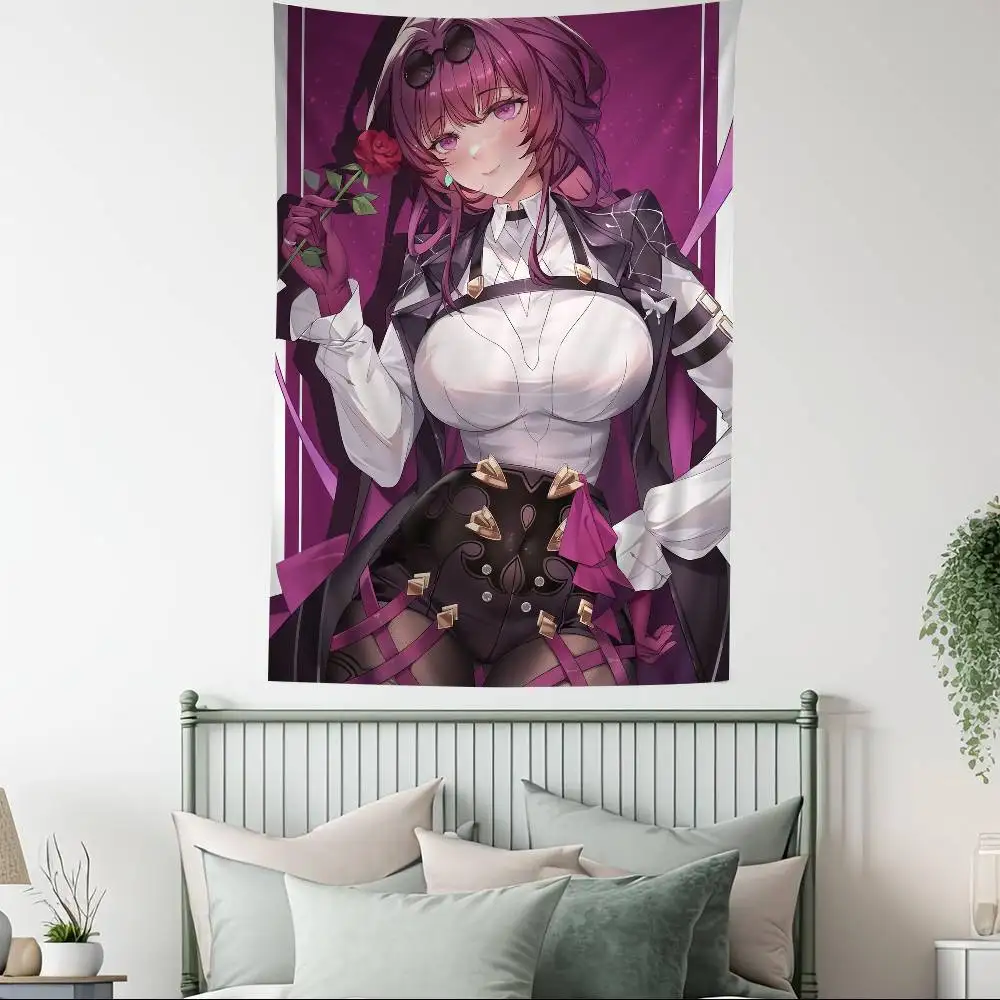 Honkai Star Rail Kafka Cartoon Wandteppich Kunst Science Fiction Zimmer Home Decor Wandbehang Blätter