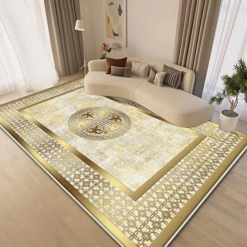 Luxury Big Size Carpet Living Room Gold Senior Coffee Tables Mats Non-slip Bedroom Decoration Rug Soft Sofa Table Mat Washable