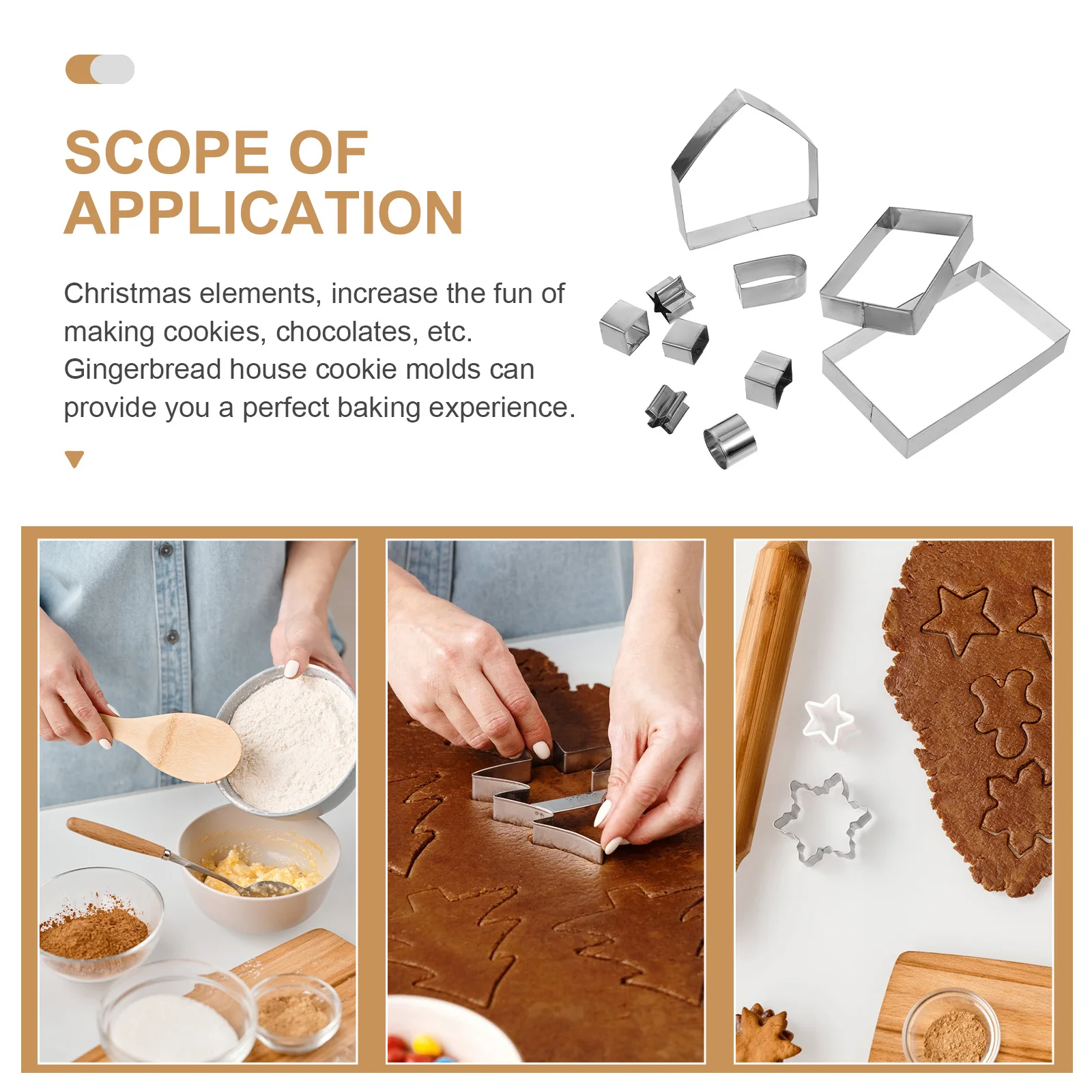 

1Set 3D Cookie Molds Christmas Biscuit Cutters Stainless Steel Gingerbread Baking Tool Creative Cutter Cookie Molds