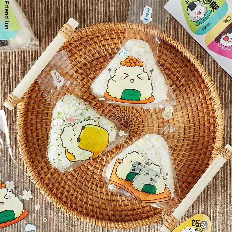 50Pcs Triangle Rice Vegetable Roll Onigiri Sushi Disposable Packaging Bags Lunch Bento Accessories