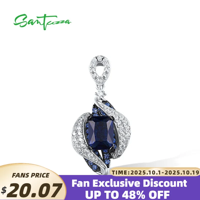 SANTUZZA-colgante solitario de plata de ley 925 pura para mujer, circonita cúbica blanca y azul brillante, joyería fina