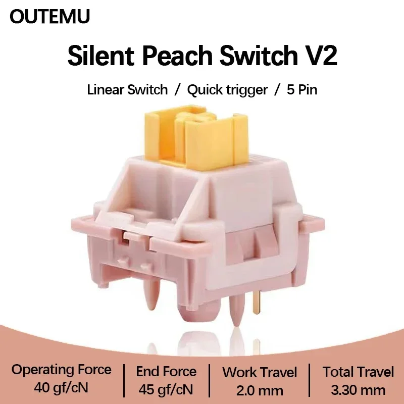 

Outemu Silent Peach Switch V2 Mute Lemon Switches Pre Lubed For Mechanical Keyboard Paragraph Linear Tactile 5Pin Hot-swap