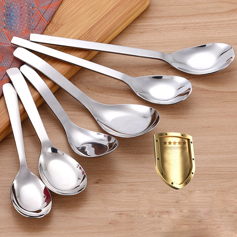 Stainless Steel Soup Spoon, Asian Japanese Chinese Soup Spoons with Deep Bowl, Healthy and Heavy Weight Dishwasher