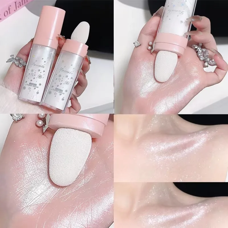 3 cores glitter pó iluminador maquiagem corpo iluminar natural rosto blush fada destaque shimmer sombreamento contorno cosméticos