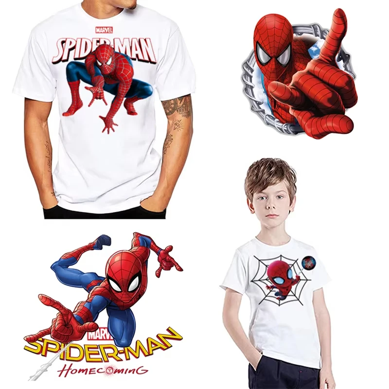 قطعتان من رقع Marvel Spiderman المكونة من رقع للملابس وملصقات حرارية كرتونية للملابس DIY لنقل الحرارة للأطفال هدية مزخرفة