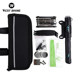 WEST BIKING Bicycle Repair Tools Bag Pump/Type Repair Kit/Screwdriver Tool Cycling Repair Multitool Set Bike Repair Case Tools