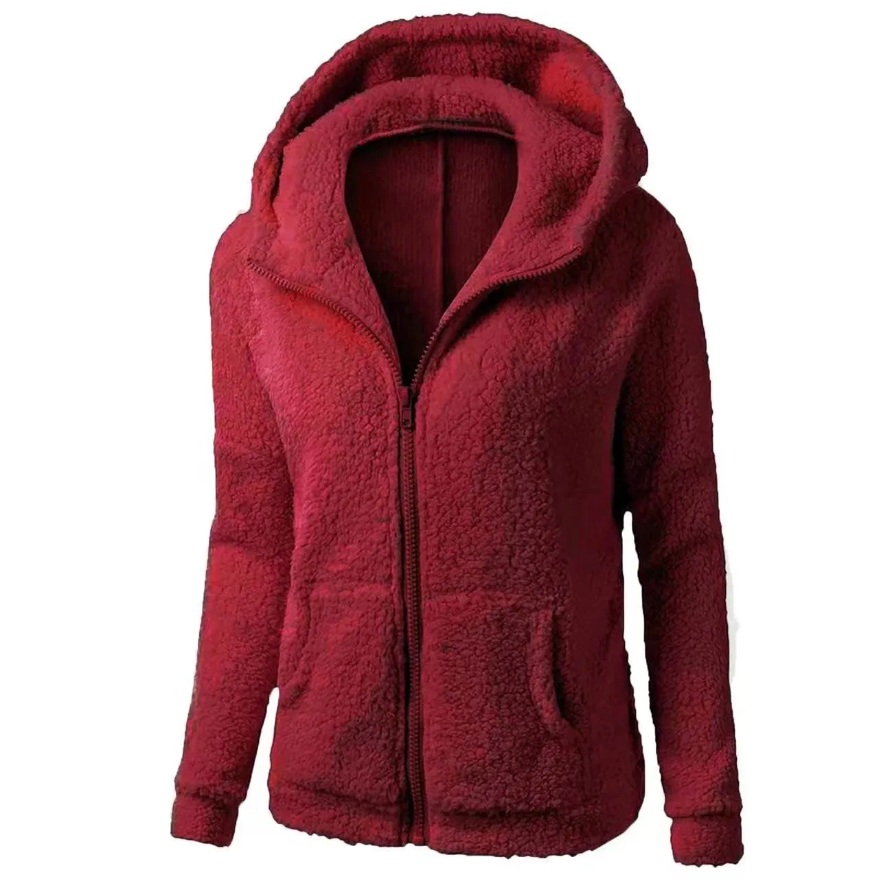 

Women Plush Warm Hoodie Fashion Solid Color Cardigan Hooded Zipper Up Sweatshirt Winter Female Comfortable Casual Outerwear 5xl