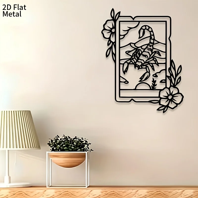 CIFBUY Iron Wall Art Scorpio Tarot Floral Metal Sculpture Boho Decor Sign For Home Bedroom Indoor Outdoor Yard Easy Hang