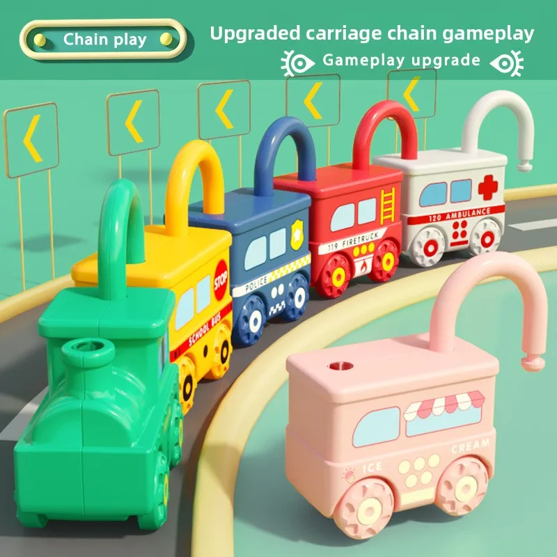 Boy Early Education Shape Pairing Unlock Train Team Key Car Coasting Baby Educational Toys