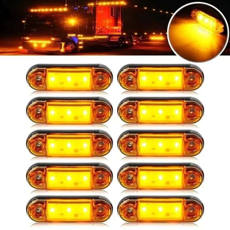 

Universal for Trailer Truck Boat Bus Caravan Side Marker Clearance Warning Car Lights 10PCS 12-24V 3 LED