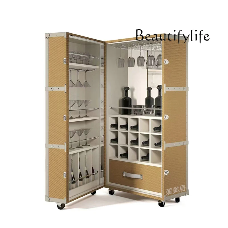 Italian light luxury wine cabinet luxury simple style villa dining side cabinet high sense art decoration locker