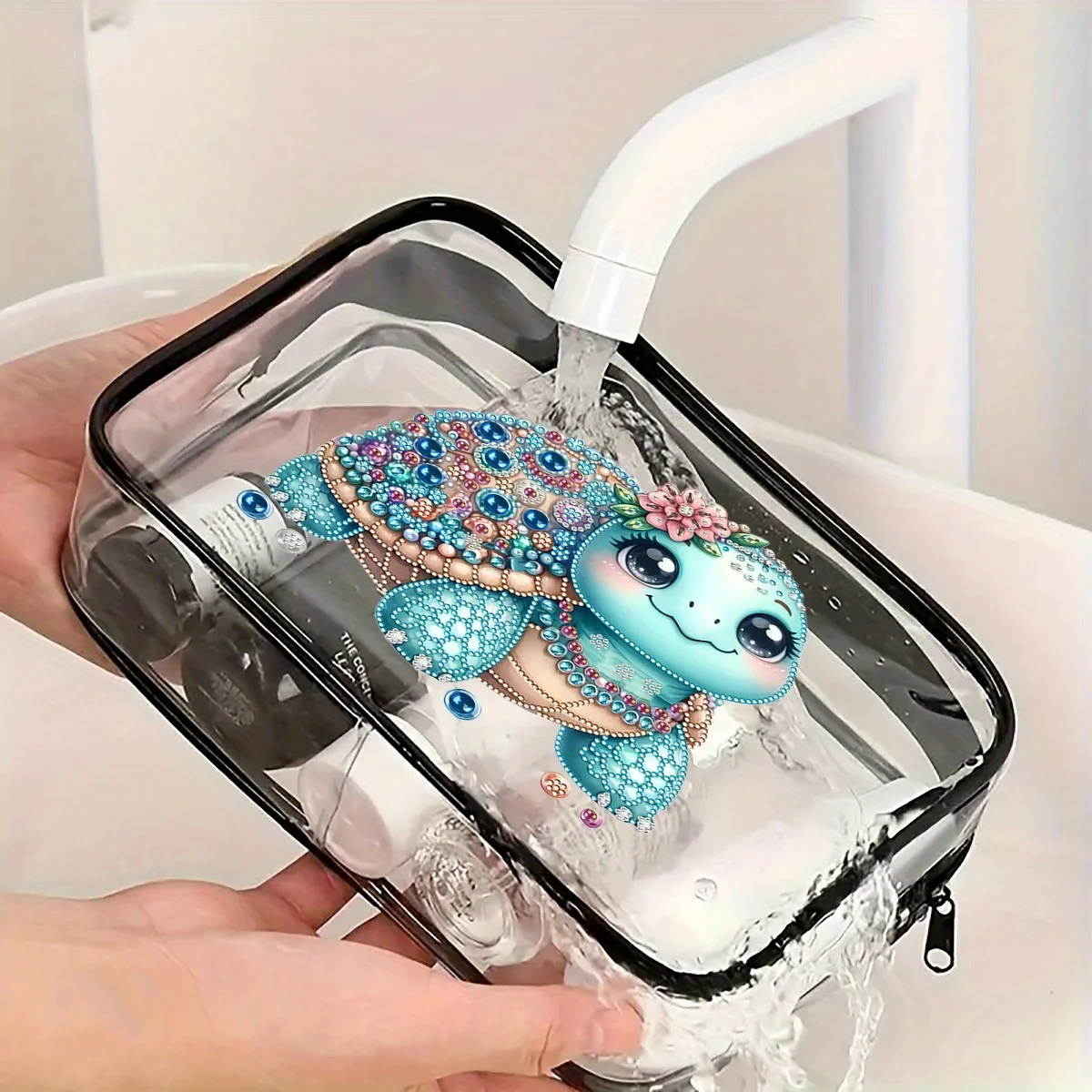 حقيبة أدوات الزينة للسفر من مادة PVC بنمط السلحفاة، تخزين متعدد الأغراض #2