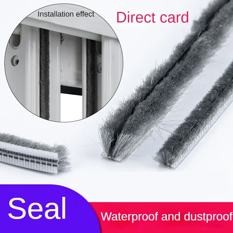 Hairy Seal Brush Pile Door Window Sliding Weather Strip Draught Excluder Noise Isolation for Studio Door Seal Bathroom Tape 10m