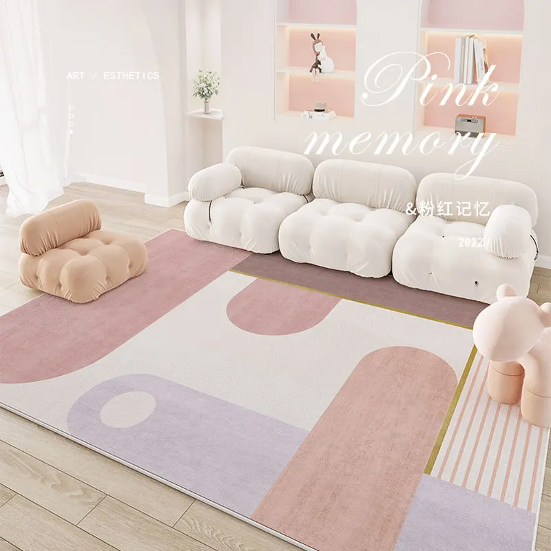 

Modern Minimalist Carpets for Living Room Large Area Bedroom Decor Abstract Carpet Home Pink Floor Mat Non-slip Cloakroom Rug