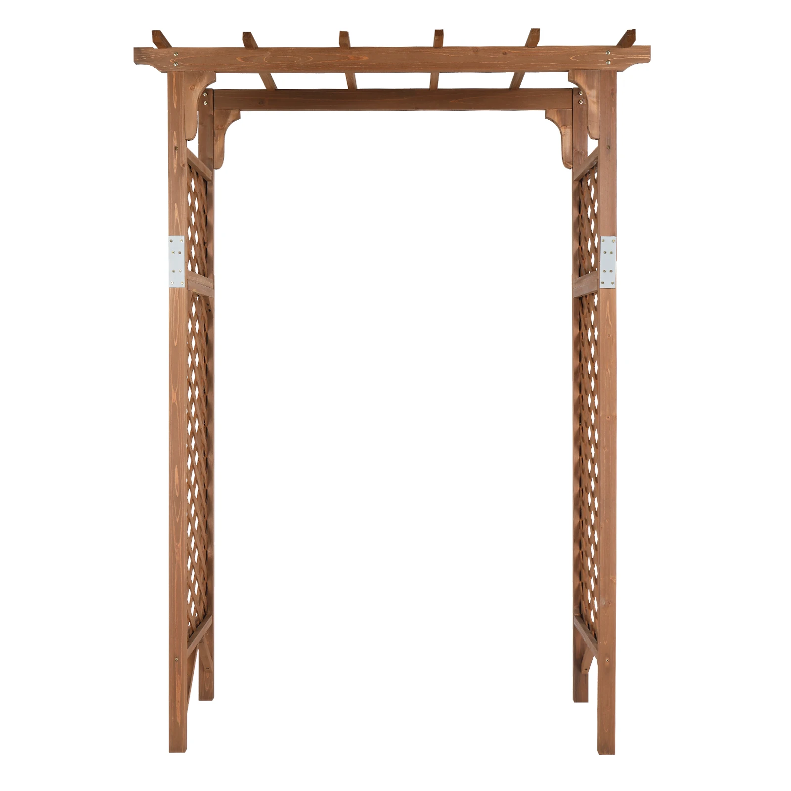 152*60*215cm Beautiful And Practical  Flat-Topped Wooden Arch Garden Arch Dark Brown