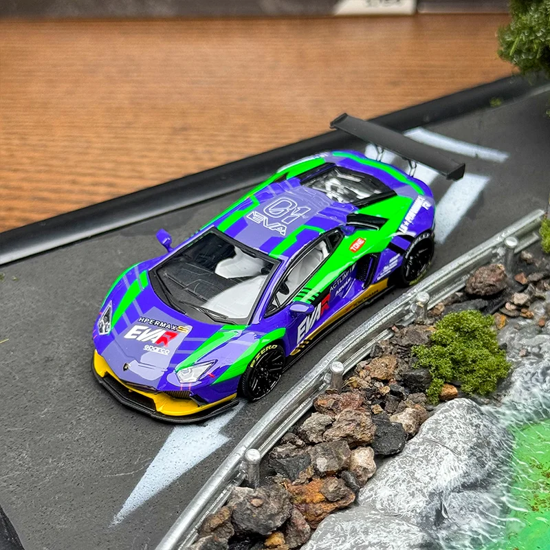 New Stock King Model 1:64 Lamborghini Lp700 Police Car Wild Grid Coated Alloy Microdie-Cast Car Model Custom Collection Toy Gift