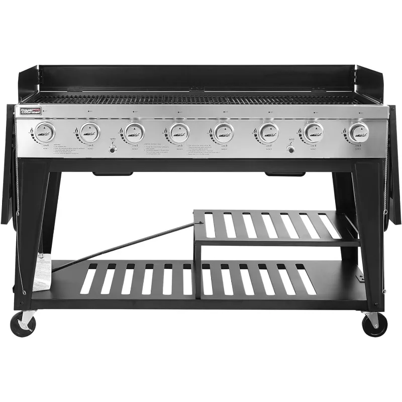 8-Burner Gas Grill,104,000 BTU Liquid Propane Grill, Independently Controlled Dual Systems, Outdoor Party or Backyard BBQ, Black